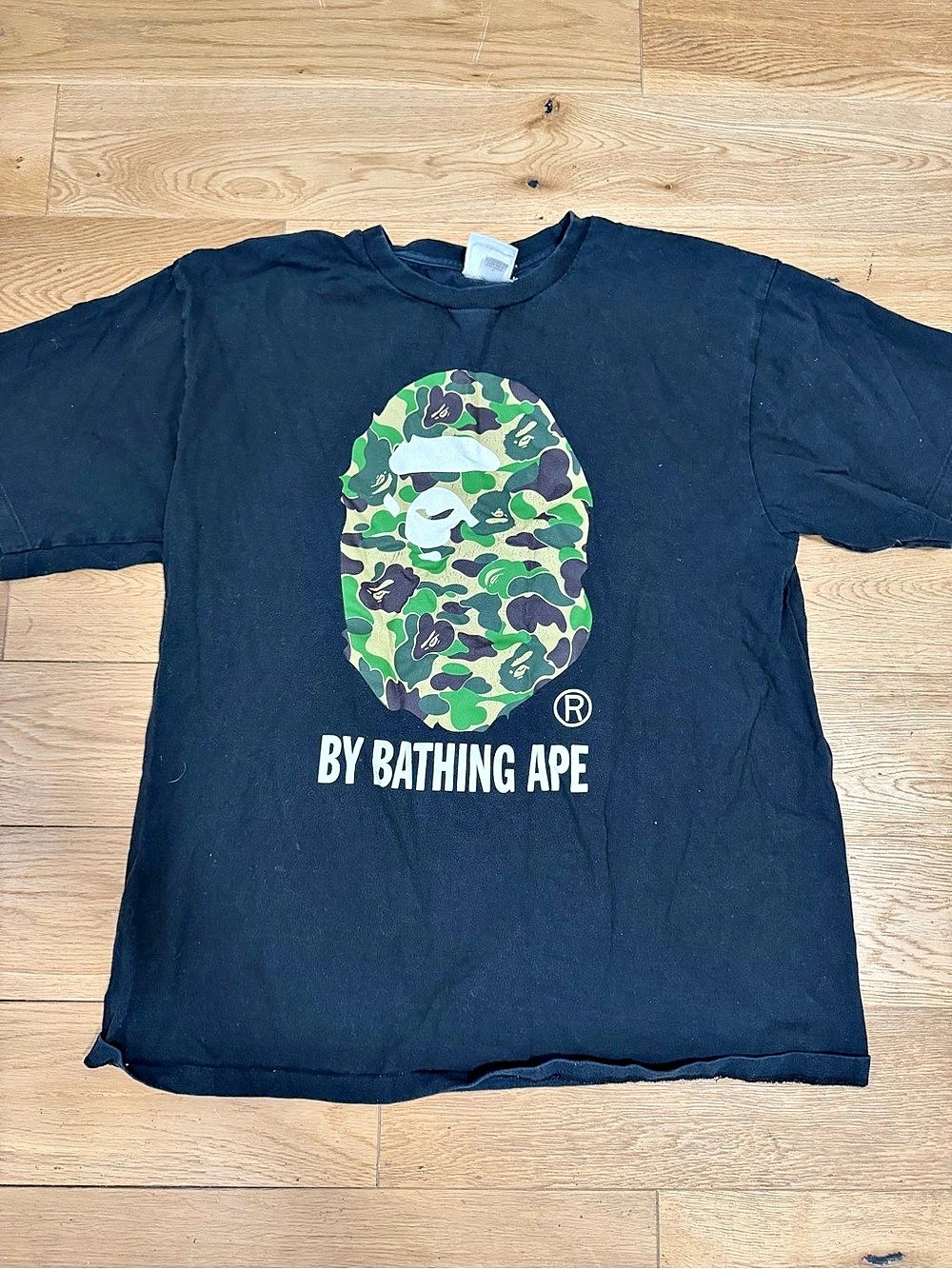 A Bathing Ape By Bathing Ape Camo Face Tee Black & Green XL